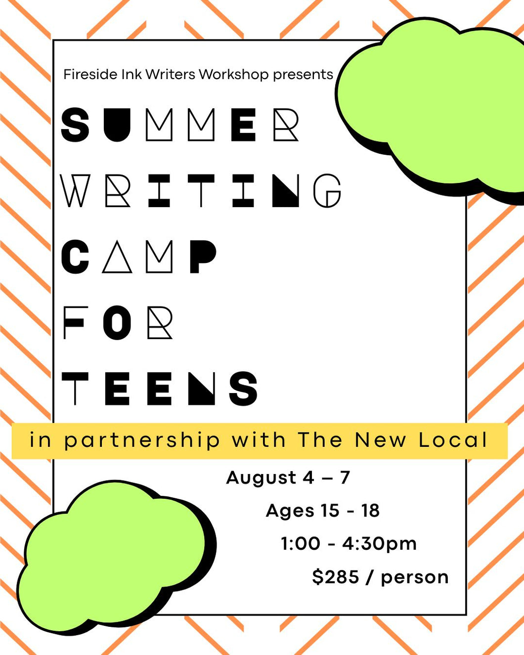 Summer Writing Camp for Teens(Ages 15-18) Annex